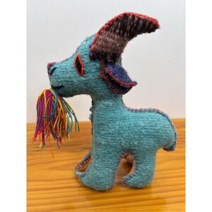 Handcrafted Billy Goat Natural Wool Felt Fiber Chiapan Mexican Folk Art 9" Plush